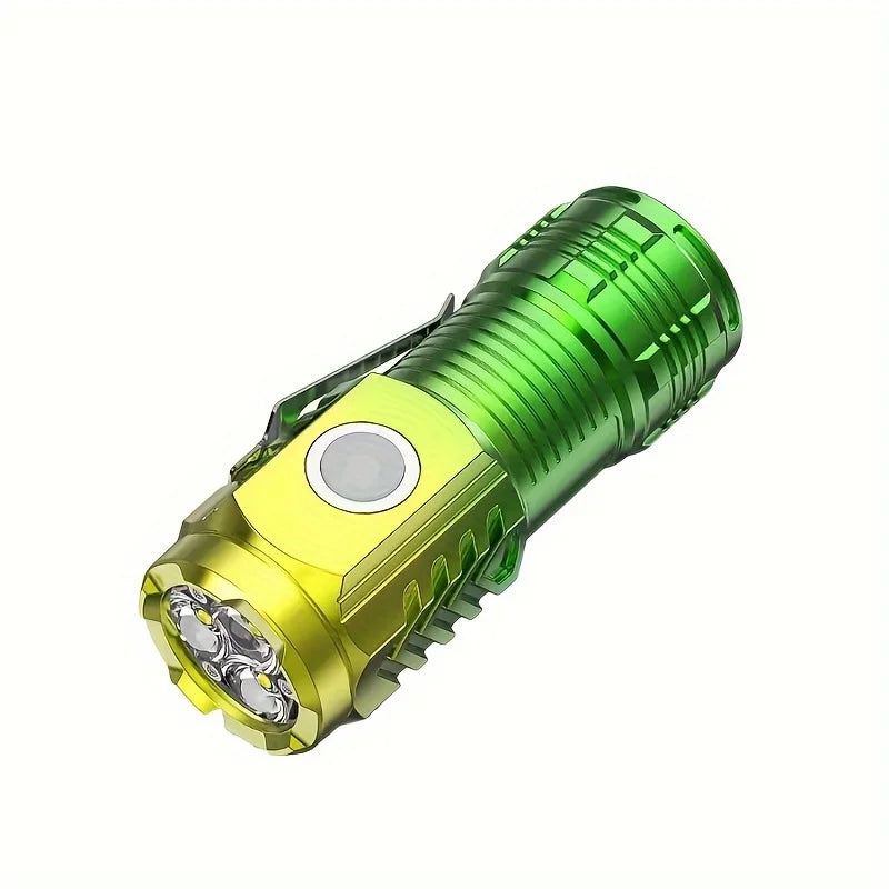 Tactical LED Mini Flashlight Outdoor 3 LEDs Torch Clip Magnet USB Rechargeable Work Light 5 Modes for Hiking Camping Car Repair