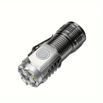 Tactical LED Mini Flashlight Outdoor 3 LEDs Torch Clip Magnet USB Rechargeable Work Light 5 Modes for Hiking Camping Car Repair