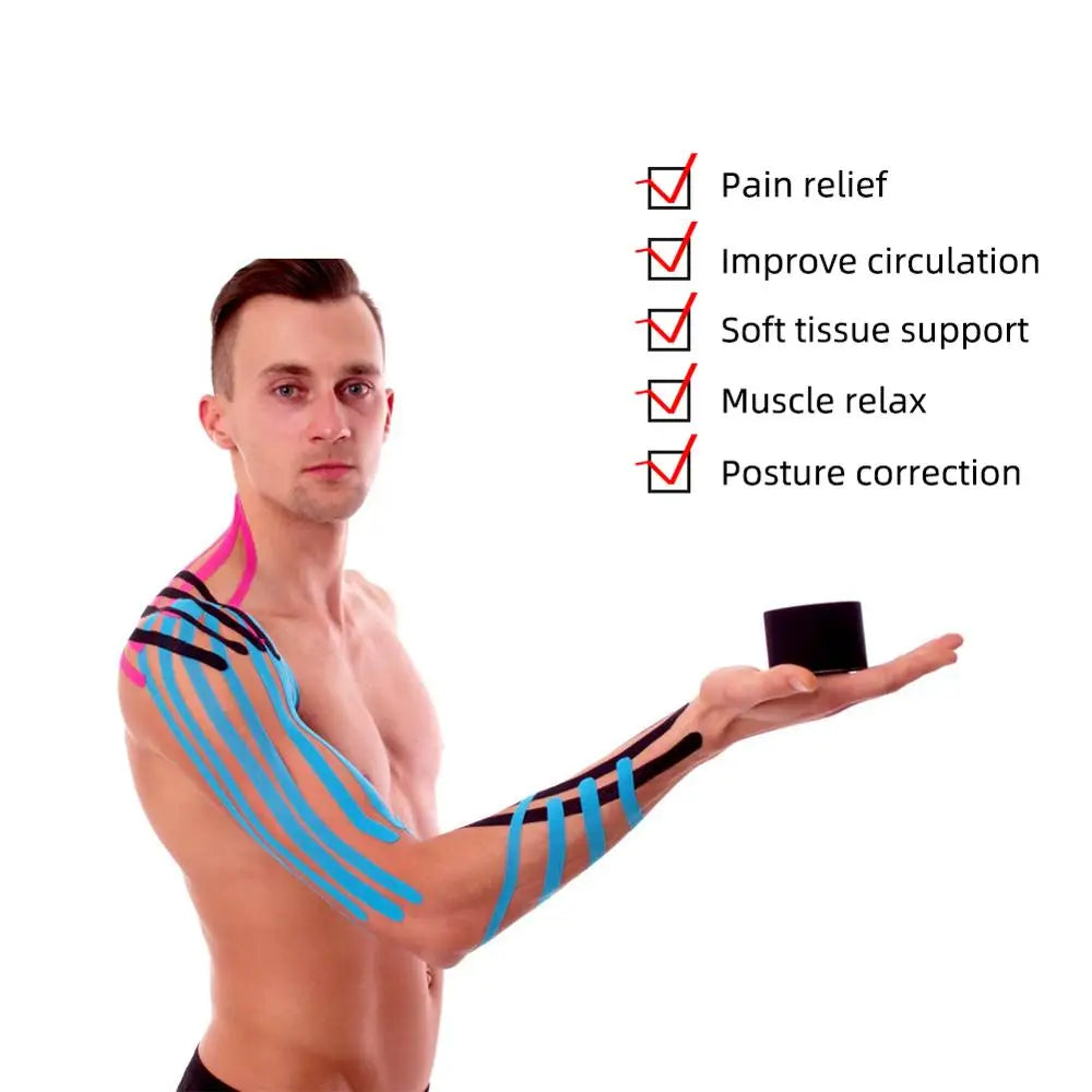 Kindmax Cotton Elastic Kinesiology Tape in Box Sportsman Athletes Injury Prevention Pain Relief  Roll