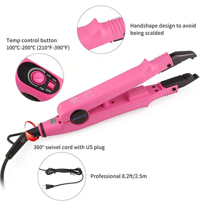 Pro Hair Extensions Tools Fusion Heat Iron Connector Wand Melting Tool Set Italian Keratin Glue Hair Clips Finger Protector Comb