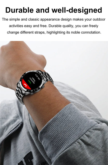 LIGE Luxury Full Circle Touch Screen Men Smart Watch Bluetooth Call Steel Band Waterproof Sports Fitness Watch For Android IOS