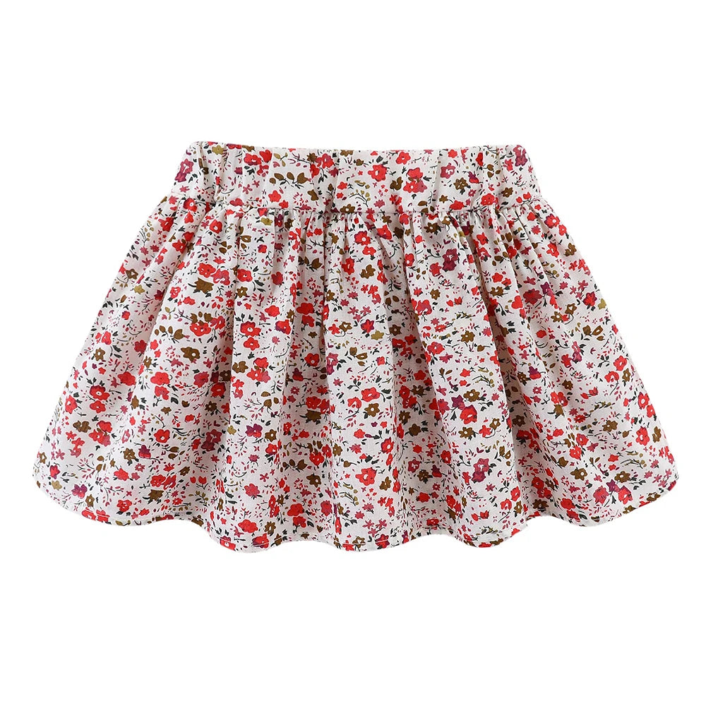 Mudkingdom Cute Girls Clothes Sets Floral 2Pcs Cartoon Kids Ruffle Sleeve Tank Top and Skirt Outfits for Girl Clothing Adorable