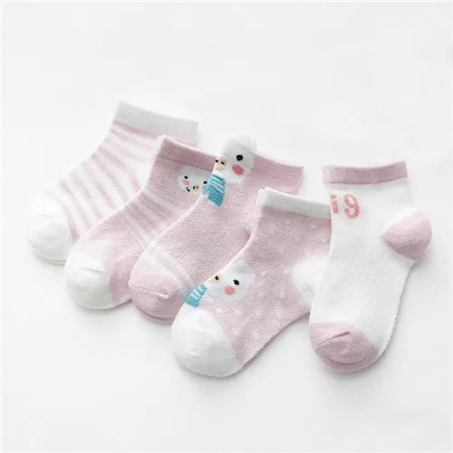 5Pairs/lot 0-24M Infant Baby Socks Baby Socks for Boys Girls Cotton Mesh Newborn Toddler First Walkers Baby Clothes Accessories