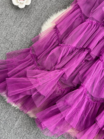 TIGENA Tutu Tulle Long Skirts Womens 2023 Autumn Korean Solid A Line High Waist Mesh Tiered Maxi Skirt Female Faldas Aesthetic