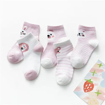 5Pairs/lot 0-24M Infant Baby Socks Baby Socks for Boys Girls Cotton Mesh Newborn Toddler First Walkers Baby Clothes Accessories