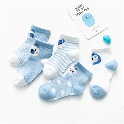 5Pairs/lot 0-24M Infant Baby Socks Baby Socks for Boys Girls Cotton Mesh Newborn Toddler First Walkers Baby Clothes Accessories