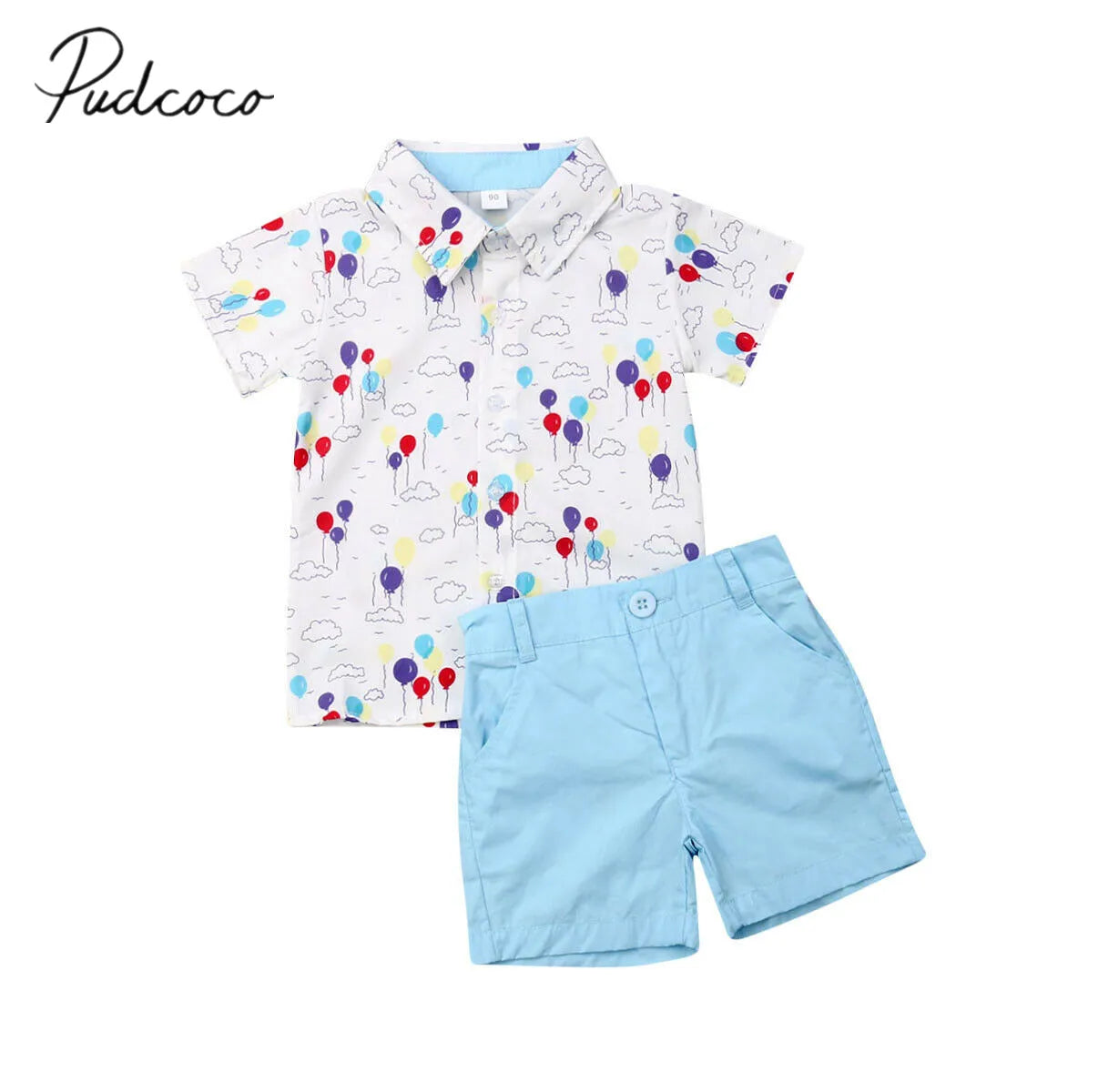 2019 Baby Summer Clothing Toddler Baby Boy Formal Suit Flower Dress Shirt+Shorts Bottoms Outfits Balls Print 2Pcs Clothes 1-6Y