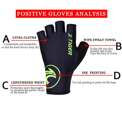 X-Tiger Anti-UV Breaking Wind Summer Cycling Gloves Bicycle Gloves Washable MTB Half Finger Sports Bike Gloves Bike Accessories