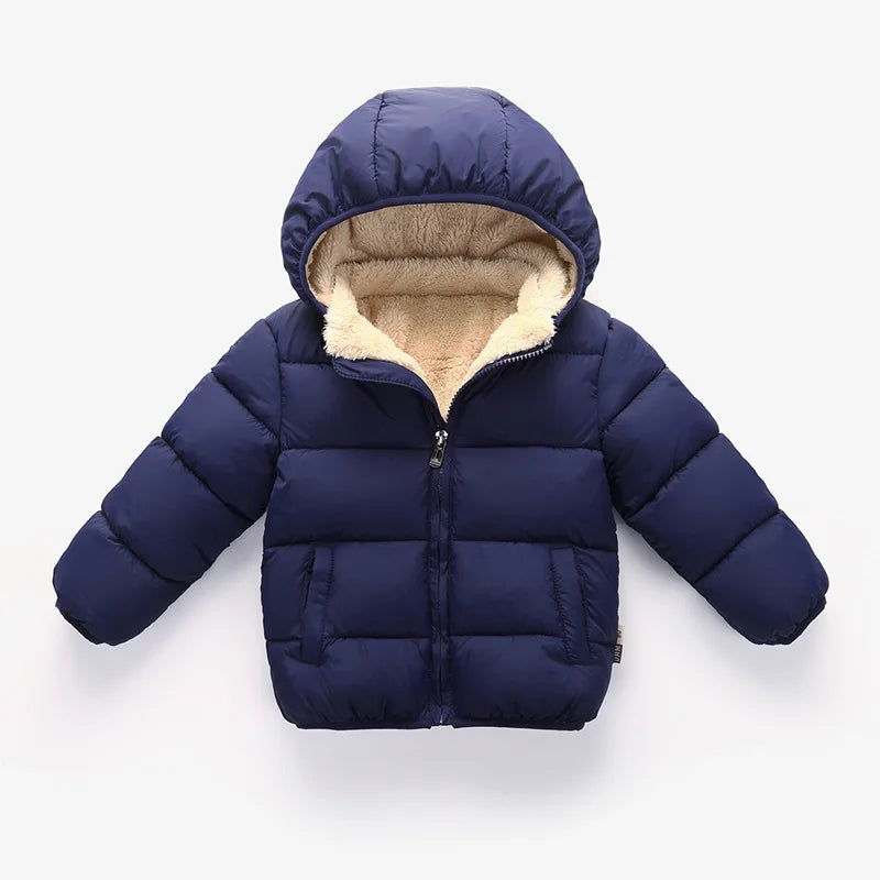 Baby Children Coats Winter Thick Jackets For Boys Warm Plush Thicken Outerwear For Girls Fur Hooded Jacket Kids Clothes Snowsuit