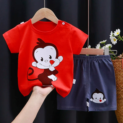 Kids Clothes Set Baby Boy/Girl T-Shirt + Shorts Summer Clothing Cotton Cartoon Casual Boys Tracksuit Children Baby Clothes Set