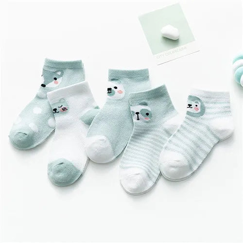 5Pairs/lot 0-24M Infant Baby Socks Baby Socks for Boys Girls Cotton Mesh Newborn Toddler First Walkers Baby Clothes Accessories