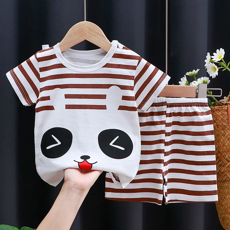 Kids Clothes Set Baby Boy/Girl T-Shirt + Shorts Summer Clothing Cotton Cartoon Casual Boys Tracksuit Children Baby Clothes Set