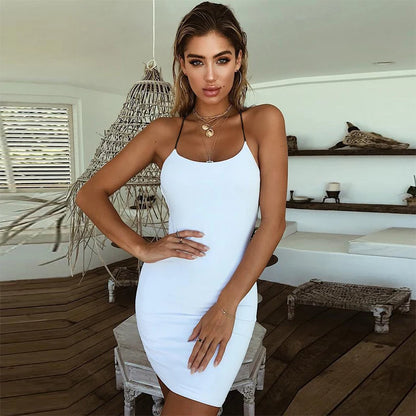 Plus Size Women Dress Sexy Bodycon Summer Dress Backless Spaghetti Straps Sleeveless Club Party Dress Sundress Vestidos De Festa