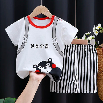 Kids Clothes Set Baby Boy/Girl T-Shirt + Shorts Summer Clothing Cotton Cartoon Casual Boys Tracksuit Children Baby Clothes Set