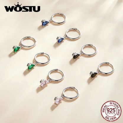 WOSTU 925 Sterling Silver Water Drop Earrings Shining CZ Dangle Earrings For Women Luxury Jewelry Best Gift CQE1018