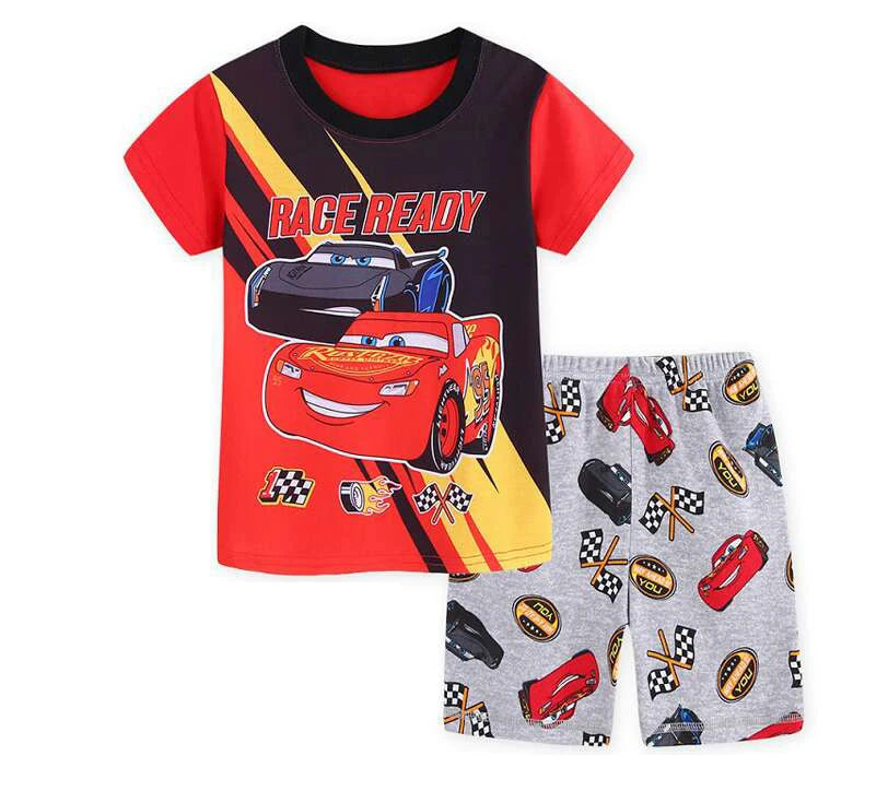 New Summer Kids Pyjamas Children Sleepwear Baby Set Boys Girls Cars Short sleeved Pijamas Cotton Nightwear Clothes Pajamas Sets