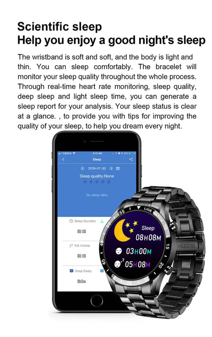 LIGE Luxury Full Circle Touch Screen Men Smart Watch Bluetooth Call Steel Band Waterproof Sports Fitness Watch For Android IOS