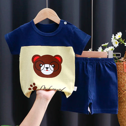 Kids Clothes Set Baby Boy/Girl T-Shirt + Shorts Summer Clothing Cotton Cartoon Casual Boys Tracksuit Children Baby Clothes Set