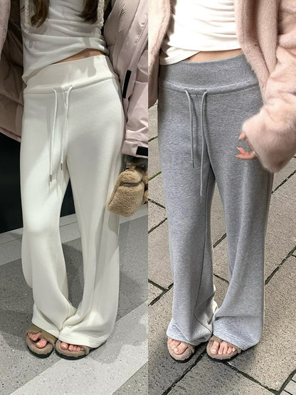 Cotton Lazypants 420G Heavy Weight Fleece-lined Thickened Casual Pants Women's Winter Drawstring Sweatpants Mop Loose Casual Pants