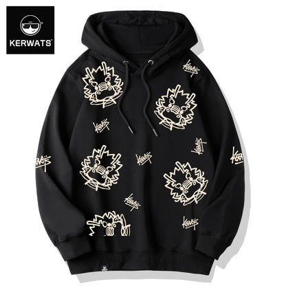 Men's and Women's Printed Couple Gender-Free New Year Hooded Sweater