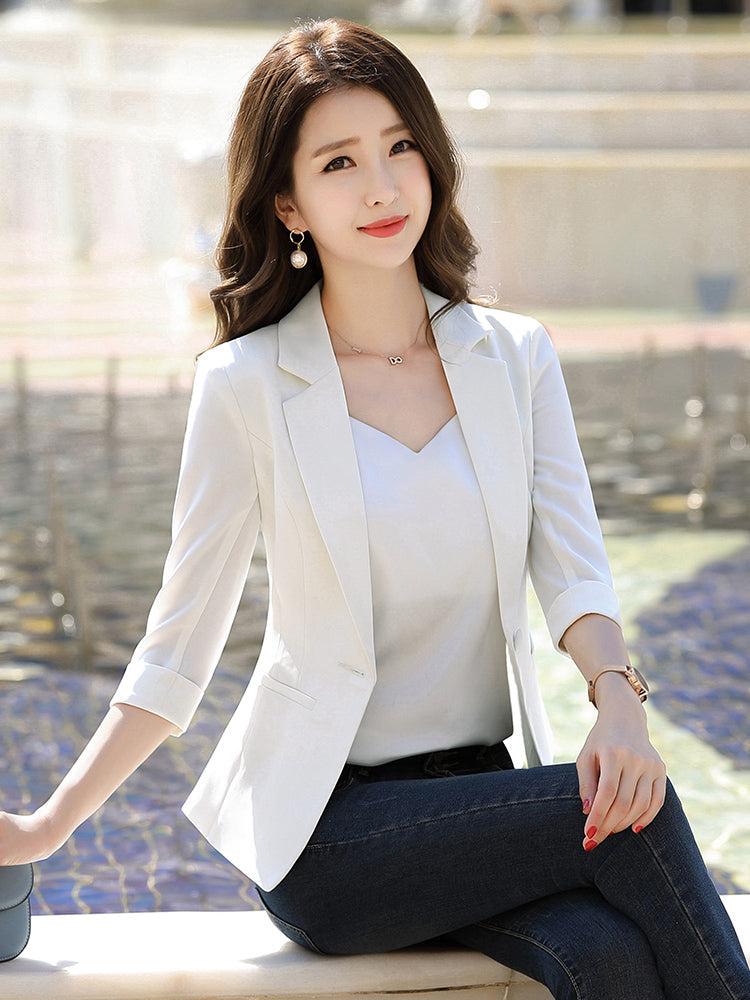 Coat Women's White Top Spring Leisure Small Suit