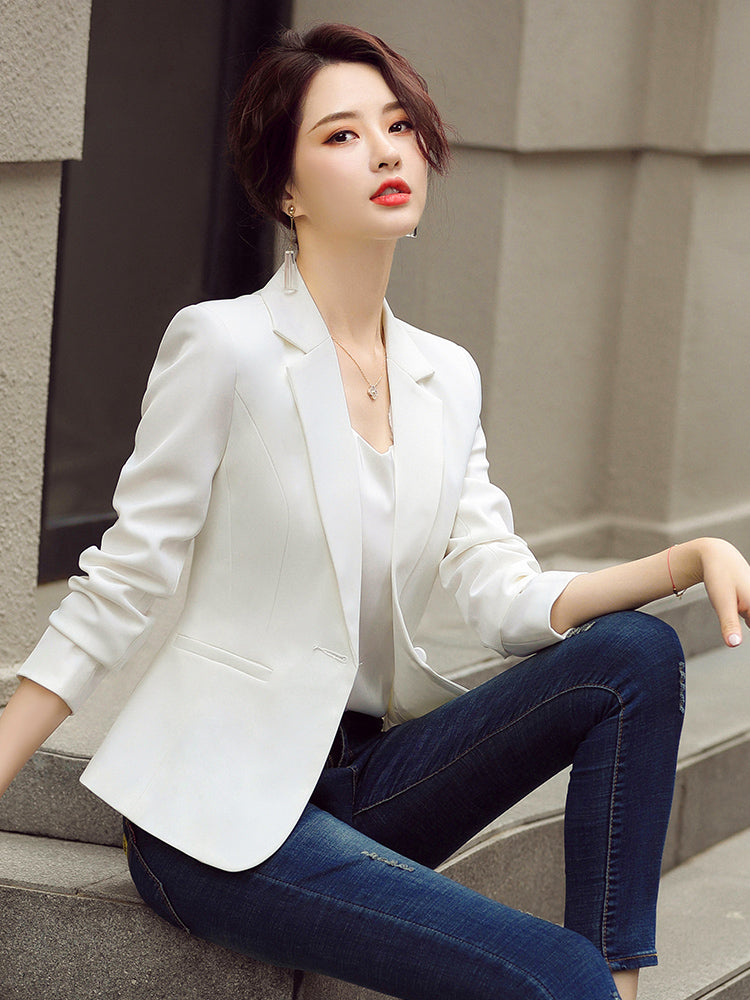 Coat Women's White Top Spring Leisure Small Suit