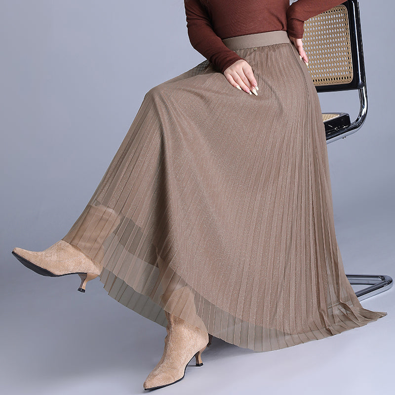 Starry Sky High Waist Double-Sided Wear Drape Autumn and Winter Pleated Skirt