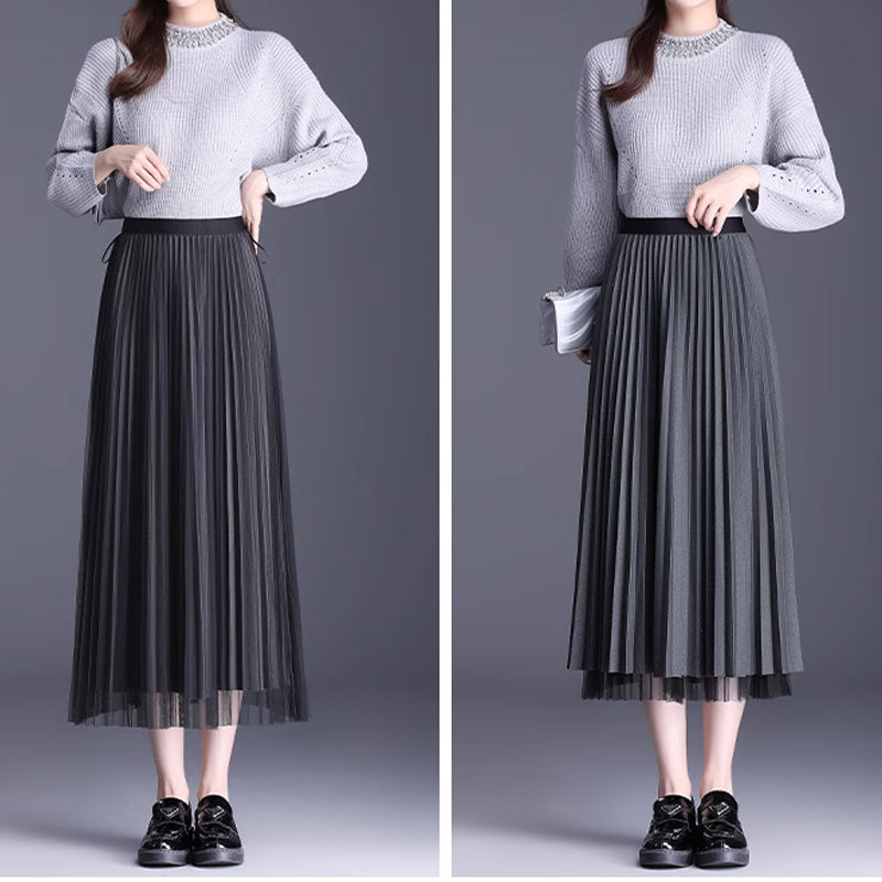 Starry Sky High Waist Double-Sided Wear Drape Autumn and Winter Pleated Skirt