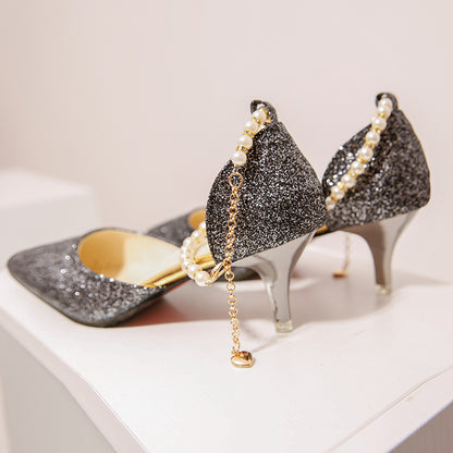 Korean-Style Pointed Stiletto Heel Sandals