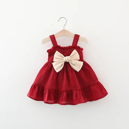 Summer Baby Girl's New Mesh Princess Dress with Bow Party Dress 0-3 Year Old Baby Birthday Christmas Gift