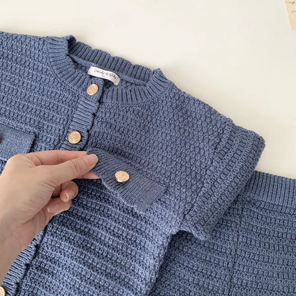 deer jonmi New Autumn Winter Toddlers Girls Knitted Sets Cardigan Sweater Shorts 2pcs Korean Style Baby Kids Princess Outfits