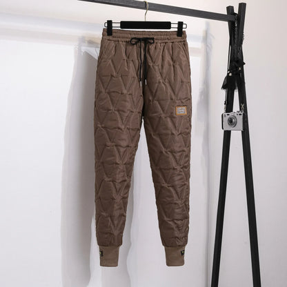 Thickened Warm Harajuku Style Women's Cotton Pants Autumn Winter Loose Fit Fashion Diamond Patterned Outerwear Trousers