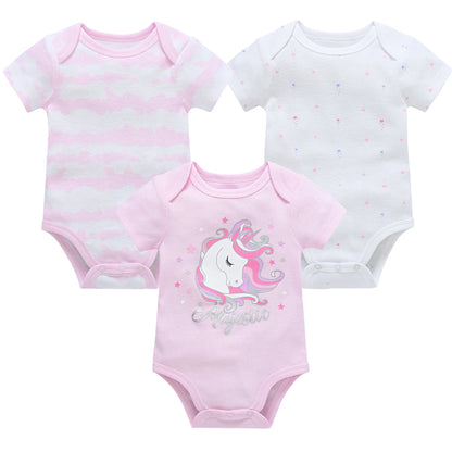 3/6 pcs a lot Baby Girls Clothes  pour nouveaux Cotton Short Sleeve Girl Bodysuit 0-12 Months Newborn Boys Clothing Toddler