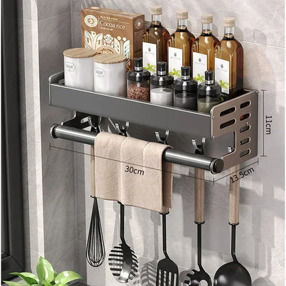 Wall-Mounted Kitchen Spice Storage Rack Condiment Rack Multifunctional Household Utensil Rack Kitchen Hanging Organizers