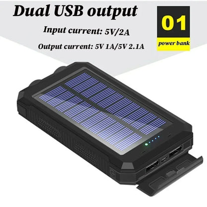 200000mAh Power Bank Fast Charging Outdoor Large Capacity External Battery Solar PowerBank Flashlight For iPhone Huawei Xiaomi