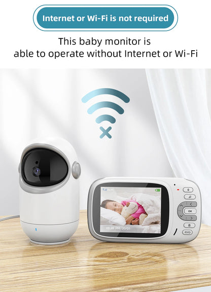 3.2 Inch Wireless Video Baby Monitor with Remote Pan Tilt Camera Two Way Intercom Auto Night Vision Kids Security Surveillance