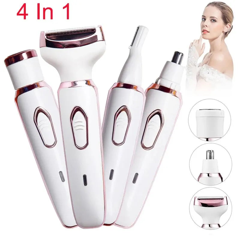 4 in 1 Electric Razor for Women Full Body Hair Trimmer Arm Armpit Private Hair Removal Instrument Dry and Wet Painless Depilator