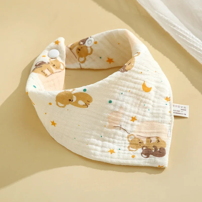 Baby bib 6-layer pure cotton gauze petal bib saliva towel newborn type A triangle towel anti-vomiting bib