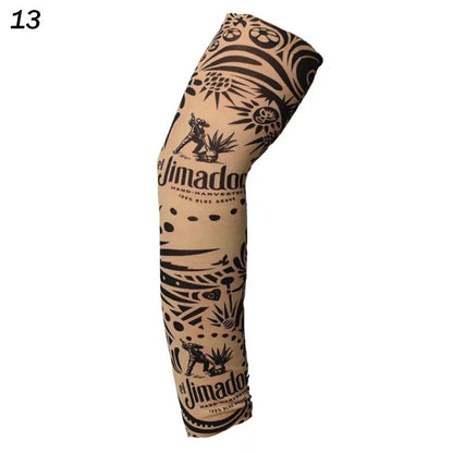 1Pcs New Flower Arm Tattoo Sleeves Seamless Outdoor Riding Sunscreen Arm Sleeves Sun Uv Protection Arm Warmers For Men Women