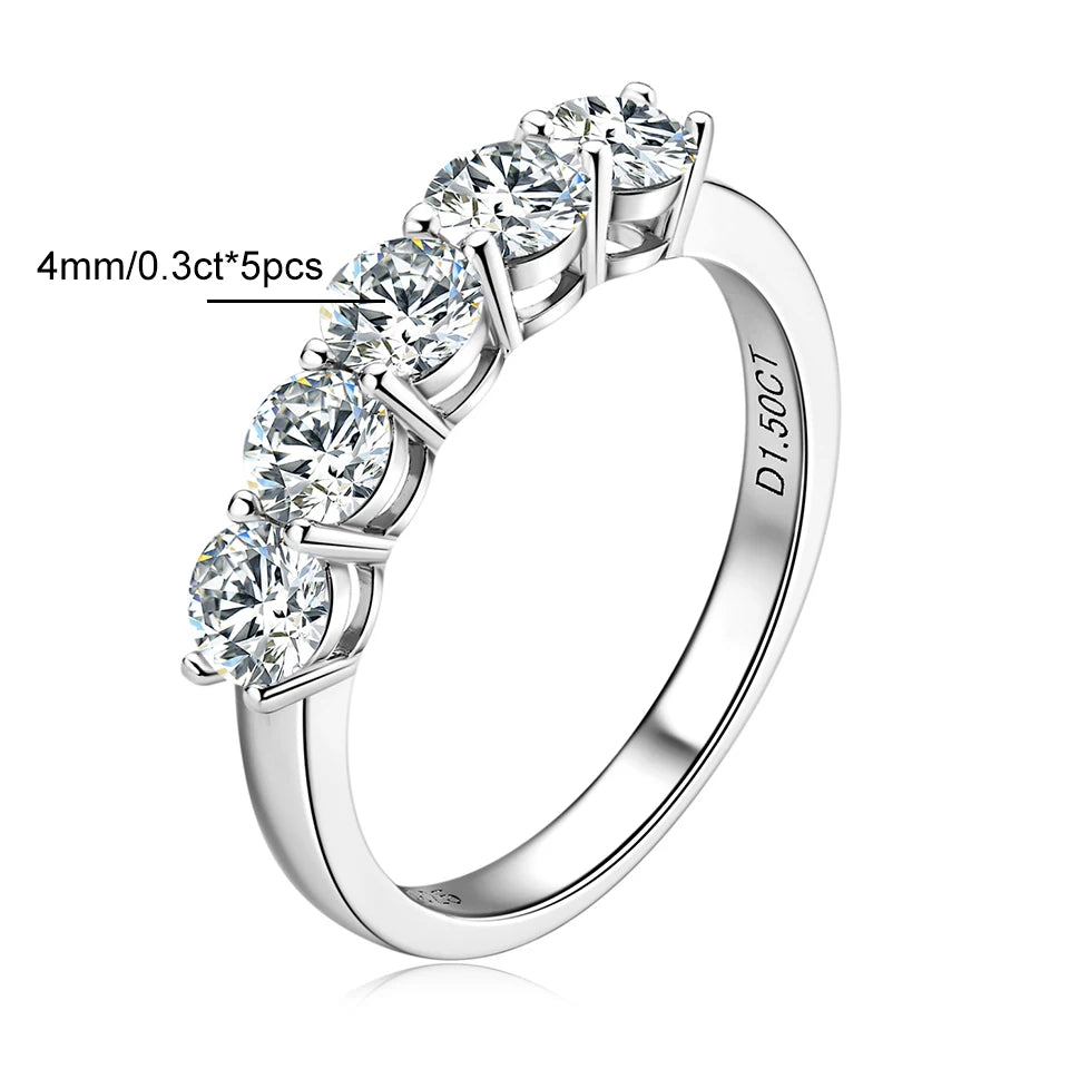 Houtros 3mm Moissanite Rings for Women S925 Silver 7 Stone Engagement Wedding Sparkling Diamond Ring Fine Jewelry Gift