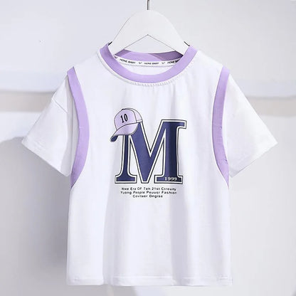 Summer Teenage Girls Clothes Set Children Letter Printed Tshirts and Shorts 2pcs Suit Kid Fashion Top Bottom Outfits Tracksuits