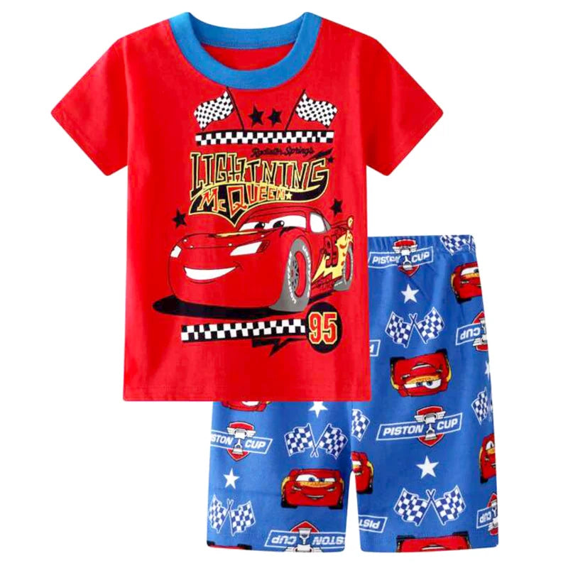 Summer Children Pajamas Set Short Sleeve T Shirt Shorts Car Boy Pyjamas Kids lightning mcqueen Pijamas Cartoon Baby Sleepwear