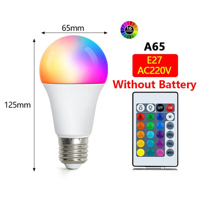 LED Light Bulbs AC 220V E27 RGB Bombillas LED Lamp IR Remote Control Changeable Colorful RGB White Ampoules Spotlight Led Bulb