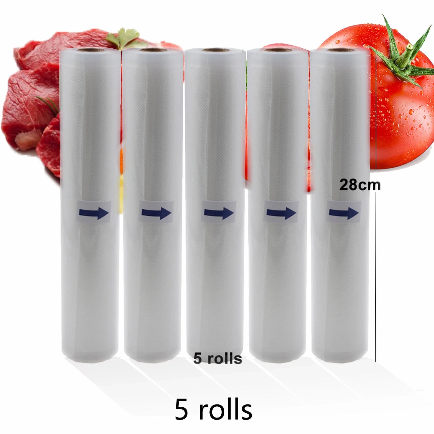 Vacuum Bags For Food Long Fresh Keeping BPA-Free Packaging Sealer Bag For Meat Fruits 5 Rolls/lot 12+15+20+25+28cm*500cm