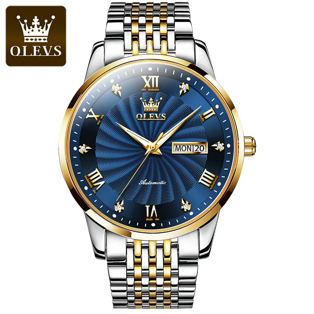 OLEVS Top Brand Luxury Watch for Men Automatic Movement Mechanical Male Wristwatch Waterproof Stainless Steel Men's Watches