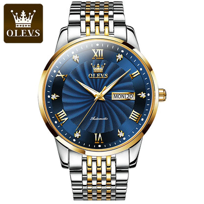 OLEVS Top Brand Luxury Watch for Men Automatic Movement Mechanical Male Wristwatch Waterproof Stainless Steel Men's Watches