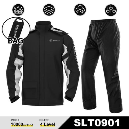 Waterproof Cycling Rain Suit Raincoat+Rain Pants Poncho Motorcycle Rain Jacket Motorbike Scooter Riding Rain Suit