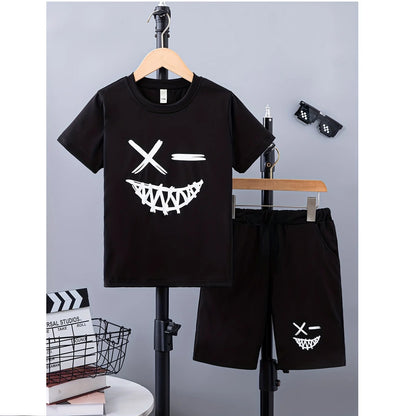 Summer Baby Boy Clothes Set Kid Short Sleeve T-shirts and Shorts Suit Children Girls Devil Top & Bottom 2PC Outfits Tracksuits