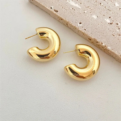 Fashion Korean Metal Elegant Hoop Earring FOR Woman New Vintage Geometric Statement Luxury Earrings Jewelry Brincos Gift