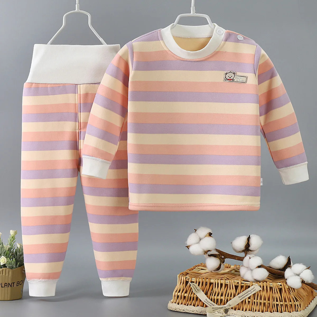 Thicken Warm Plush Children Sets Kids Clothes Boy Girl Underwear Suits Autumn Winter Children Clothinn